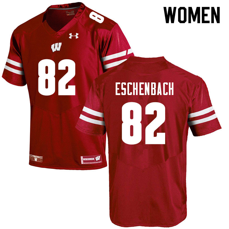Wisconsin Badgers Women's #82 Jack Eschenbach NCAA Under Armour Authentic Red College Stitched Football Jersey SM40M34BK
